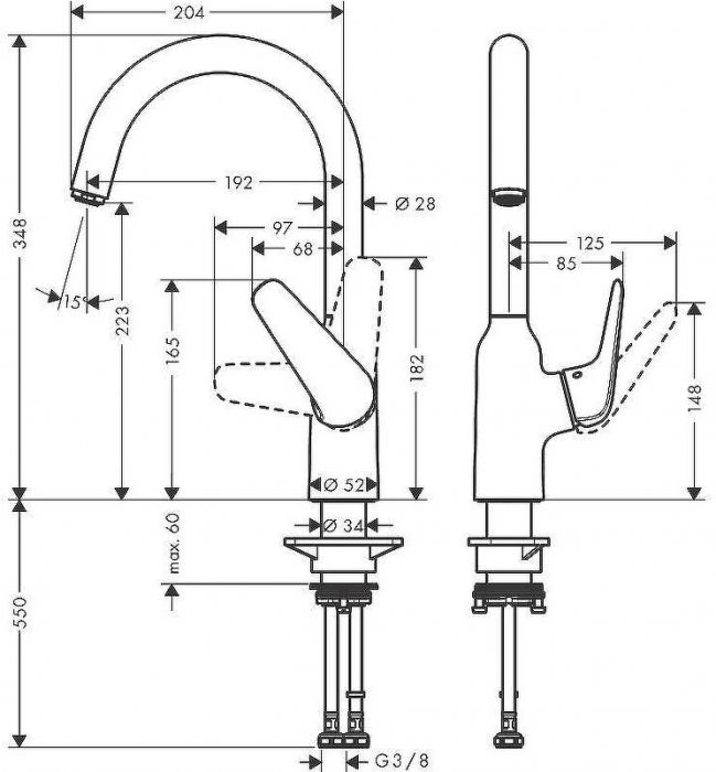 Смеситель для кухни Hansgrohe Focus M421-H220 71802000 Хром