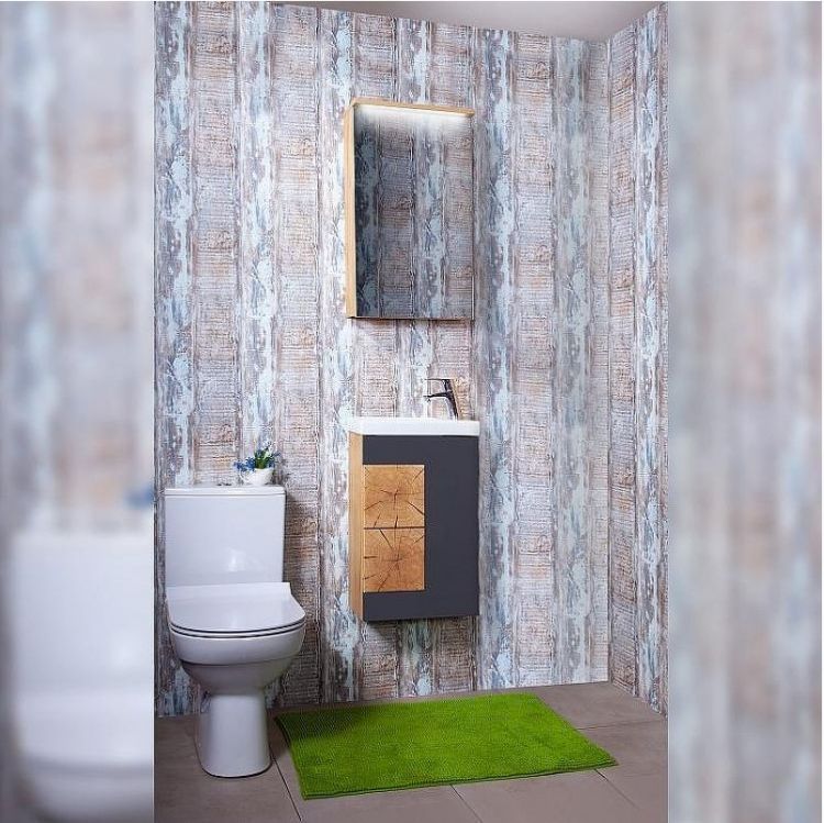 Зеркальный шкаф Бриклаер Форест 40 4627125414695 с подсветкой Дуб золотой Антрацит