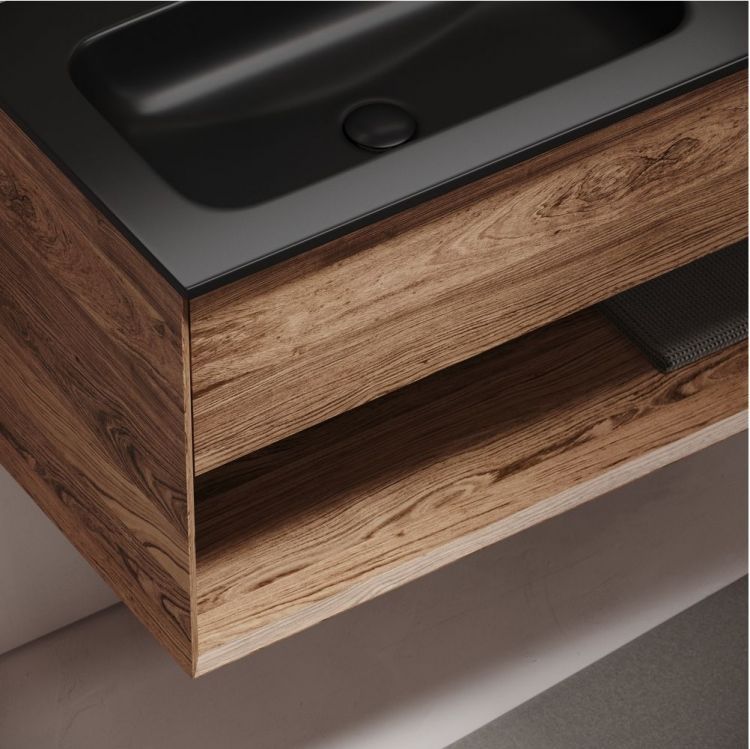 Тумба подвесная SANCOS под раковину левая Marmi 1.0, дуб чарльстон 995х445х520, MR1.0100LECH