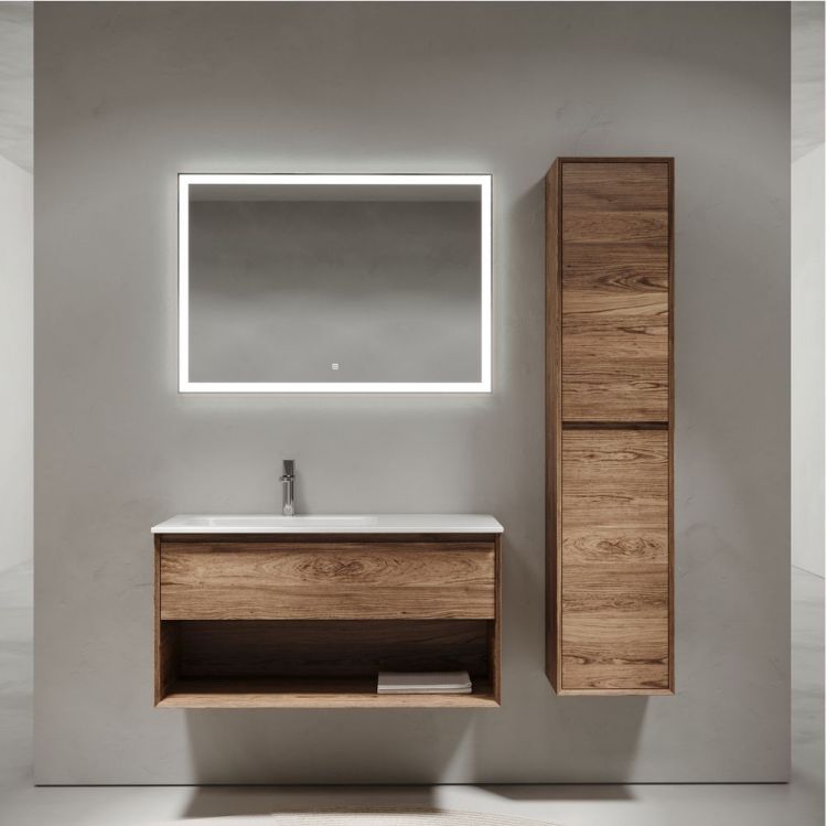 Тумба подвесная SANCOS под раковину левая Marmi 1.0, дуб чарльстон 995х445х520, MR1.0100LECH