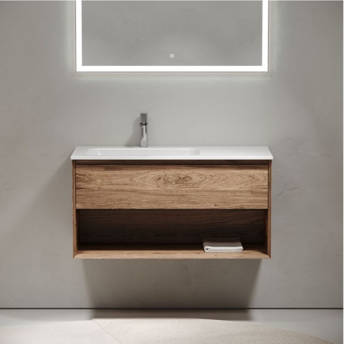 Тумба подвесная SANCOS под раковину левая Marmi 1.0, дуб чарльстон 995х445х520, MR1.0100LECH