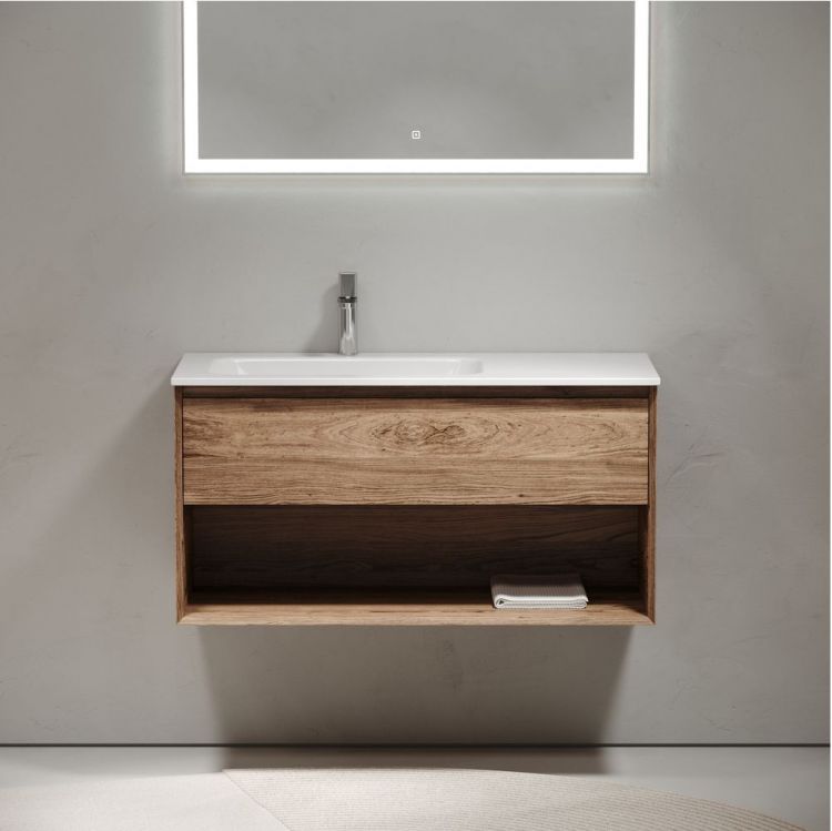 Тумба подвесная SANCOS под раковину левая Marmi 1.0, дуб чарльстон 995х445х520, MR1.0100LECH