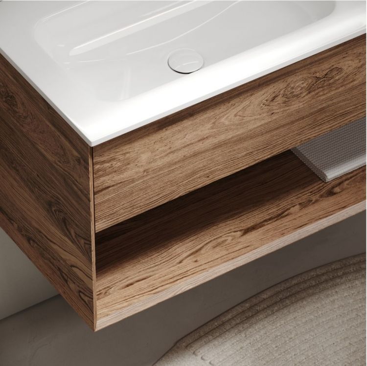 Тумба подвесная SANCOS под раковину левая Marmi 1.0, дуб чарльстон 995х445х520, MR1.0100LECH