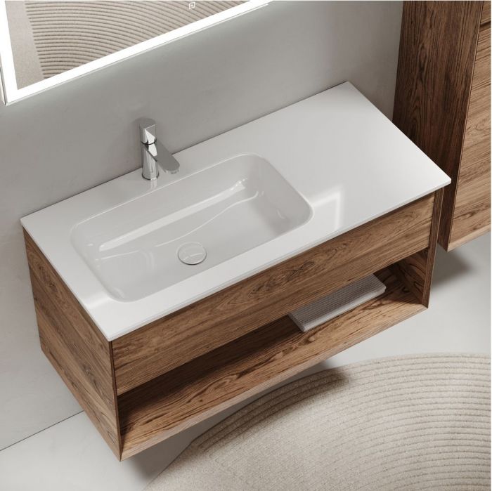 Тумба подвесная SANCOS под раковину левая Marmi 1.0, дуб чарльстон 995х445х520, MR1.0100LECH