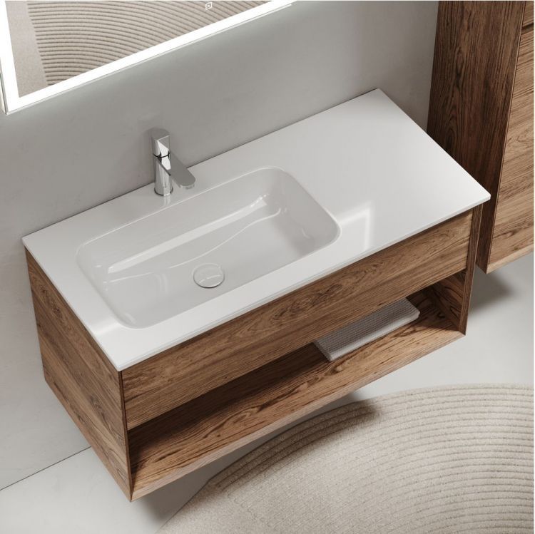 Тумба подвесная SANCOS под раковину левая Marmi 1.0, дуб чарльстон 995х445х520, MR1.0100LECH