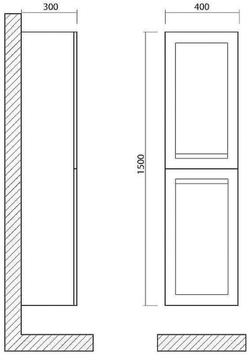 Шкаф пенал Art&Max AM-Platino-1500-2A-SO-NM подвесной Черный матовый