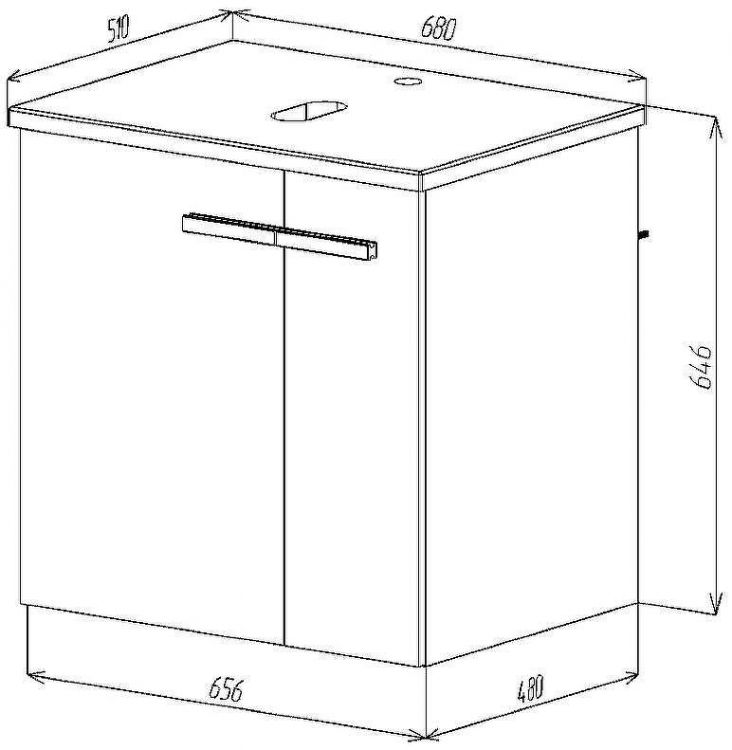 Тумба под раковину VIANT Мюнхен 70 VMUN70NBEL-T2STP подвесная Белая матовая