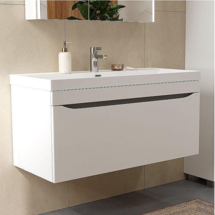 Тумба под раковину Volna Prime 100.1Y tpPRIME100.1Y-01 подвесная Белая Темно-серая