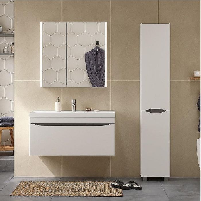 Тумба под раковину Volna Prime 100.1Y tpPRIME100.1Y-01 подвесная Белая Темно-серая