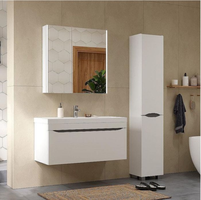 Тумба под раковину Volna Prime 100.1Y tpPRIME100.1Y-01 подвесная Белая Темно-серая