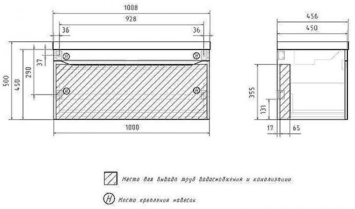 Тумба под раковину Volna Prime 100.1Y tpPRIME100.1Y-01 подвесная Белая Темно-серая