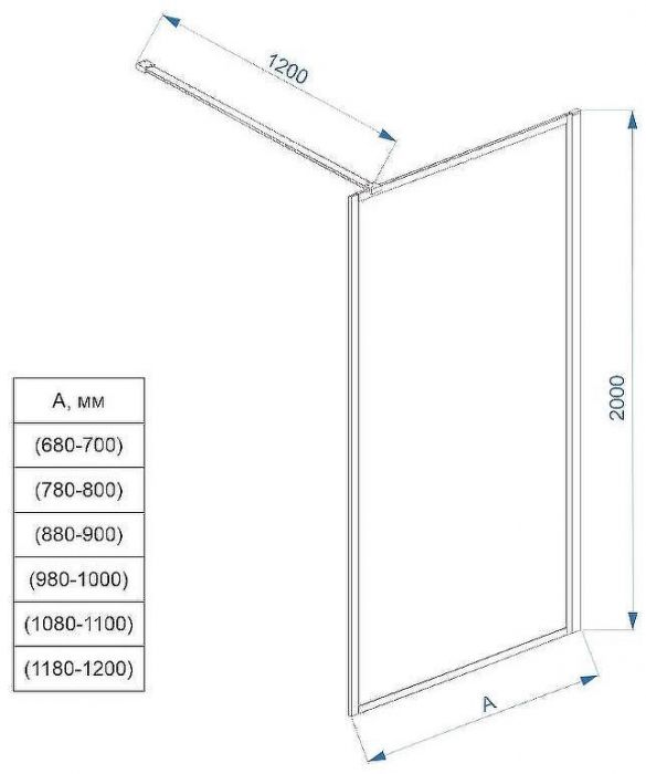 Душевая перегородка Veconi Korato KR-81BT 110 KR81BT-110-05-C4 профиль Черный матовый стекло тонированное