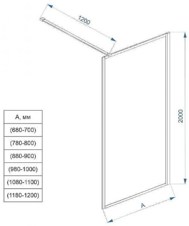 Душевая перегородка Veconi Korato KR-81BT 110 KR81BT-110-05-C4 профиль Черный матовый стекло тонированное
