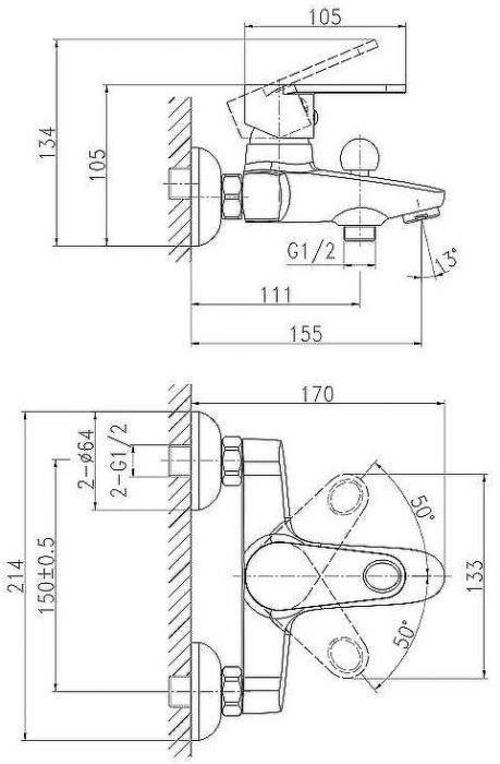 Смеситель для ванны Cersanit Cari 64512 Хром