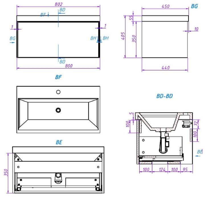 Тумба под раковину La Fenice Simpla 80 FNC-01-SIM-C-80 подвесная Бежевая матовая