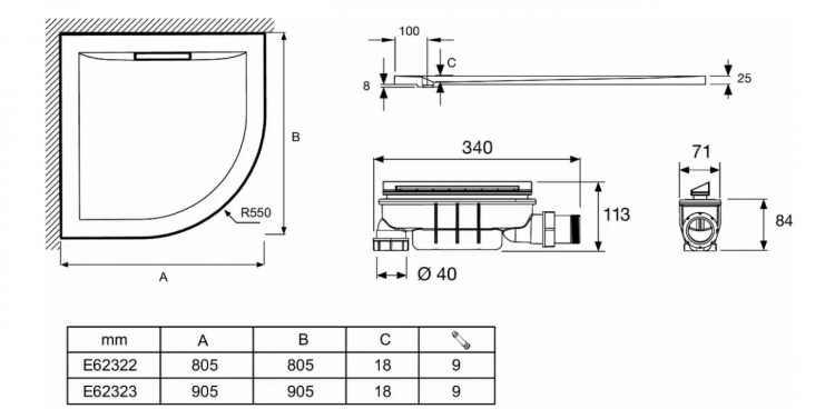 Душевой поддон 80х80 см Jacob Delafon Flight Pure E62322-F-00, белый