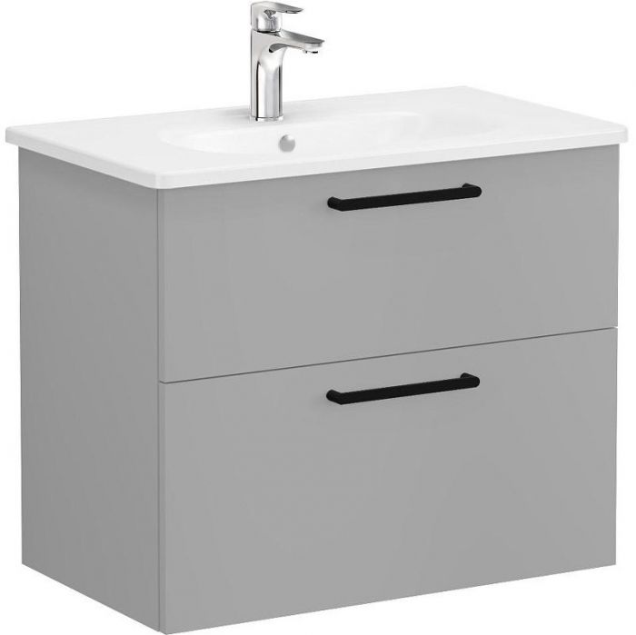 Тумба с раковиной Vitra Root Flat 80 68289 подвесная Серый камень матовый