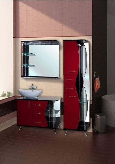 Шкаф пенал Bellezza Рио 50 L 4623606022212 Черный Красный