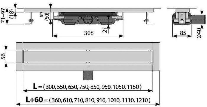 Душевой лоток Alcaplast Marble Low APZ115-850 с решеткой под плитку