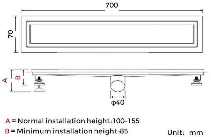 Душевой лоток Gappo G87007-4 с решеткой под плитку