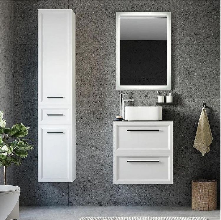 Комплект мебели для ванной STWORKI Эстерсунд 60 459717 подвесной Белый матовый Простоун беж Комплект мебели для ванной STWORKI Эстерсунд 60 459717 подвесной Белый матовый Простоун беж