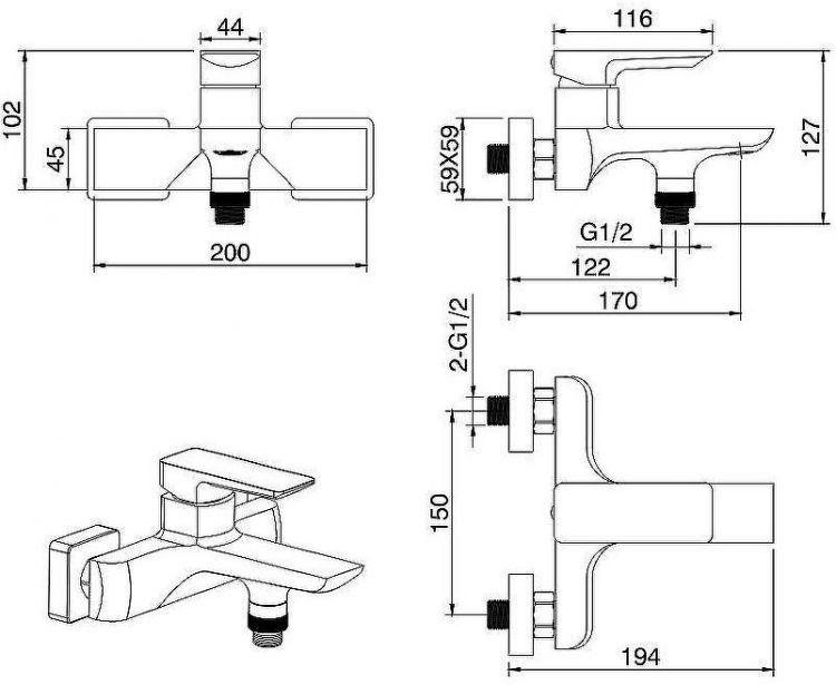 Смеситель для ванны Allen Brau Infinity 5.21006-00 Хром