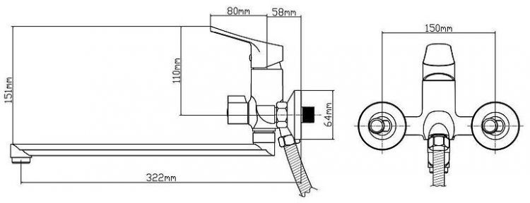 Смеситель для ванны Boou B8290-18F универсальный цвет Хром Смеситель для ванны Boou B8290-18F универсальный цвет Хром