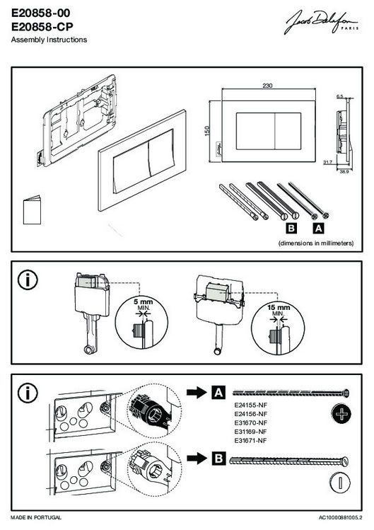 Клавиша смыва Jacob Delafon E20858-00, цвет белый Клавиша смыва Jacob Delafon E20858-00, цвет белый