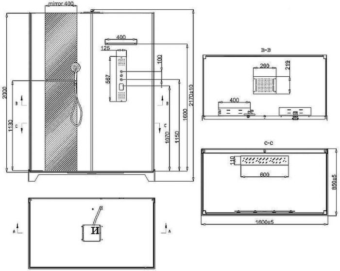 Душевая кабина Black&White Galaxy G8030 160х85 8030000 с гидромассажем