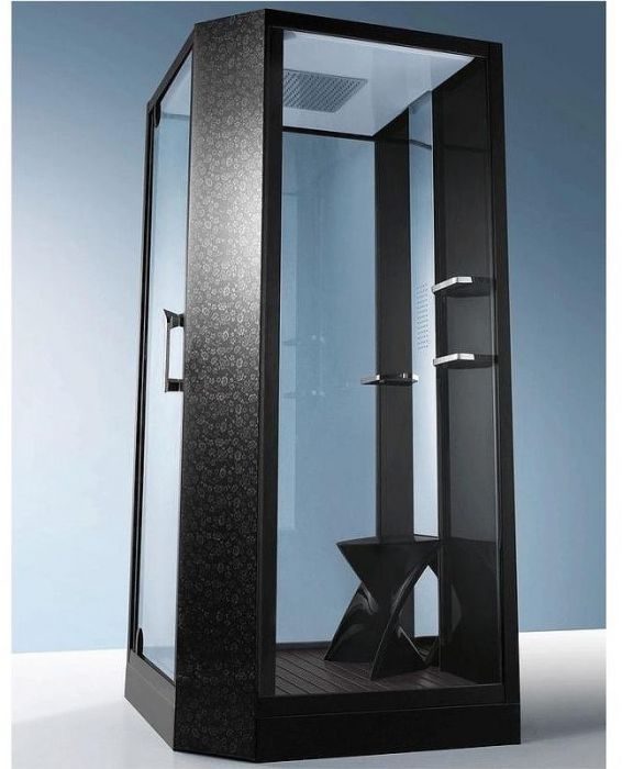 Душевая кабина Orans 100x100 L 89101lb с баней профиль Черный задние стенки Черные