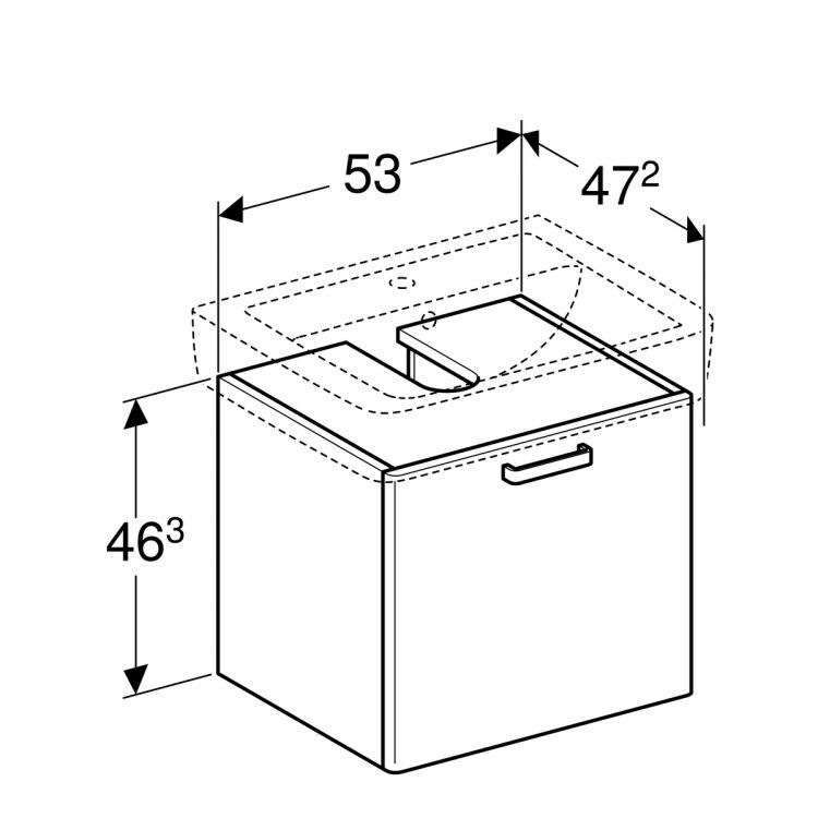 Тумба под раковину Geberit Renova Plan 530 мм, белый [879070000]