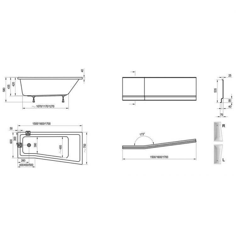 Акриловая ванна 150х75 Ravak BeHappy II C991000000 R Акриловая ванна 150х75 Ravak BeHappy II C991000000 R