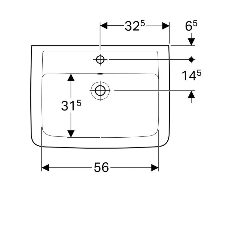 Раковина Geberit Renova Nr.1 Plan, 222265000