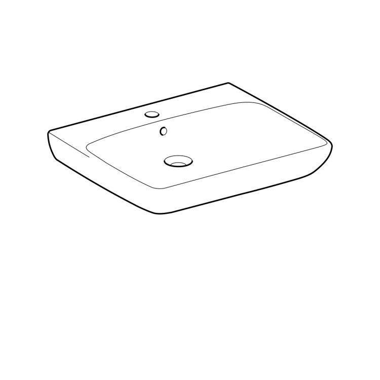 Раковина Geberit Renova Comfort 65х55 см, с отверстием под смеситель, с переливом [258565000]