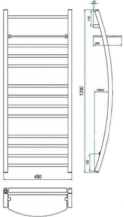 Водяной полотенцесушитель Grota Vela 480х1200 Хром