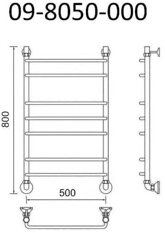 Водяной полотенцесушитель Маргроид Вид 9 800x500 09-8050-000 Хром