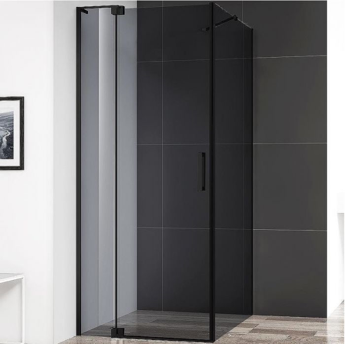 Душевой уголок Cezares Slider 90x80 SLIDER-AH-1-80-80/90-GRIGIO-NERO профиль Черный матовый стекло серое