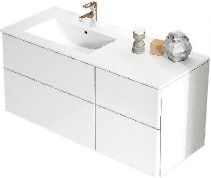 Тумба c раковиной SanVit Лира 120 L klira2120L в цвете Ral подвесная Белая глянцевая