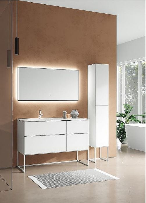 Тумба c раковиной SanVit Лира 120 L klira2120L в цвете Ral подвесная Белая глянцевая