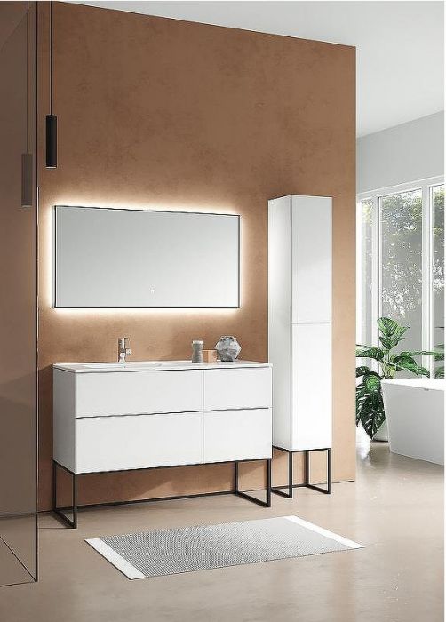 Тумба c раковиной SanVit Лира 120 L klira2120L в цвете Ral подвесная Белая глянцевая