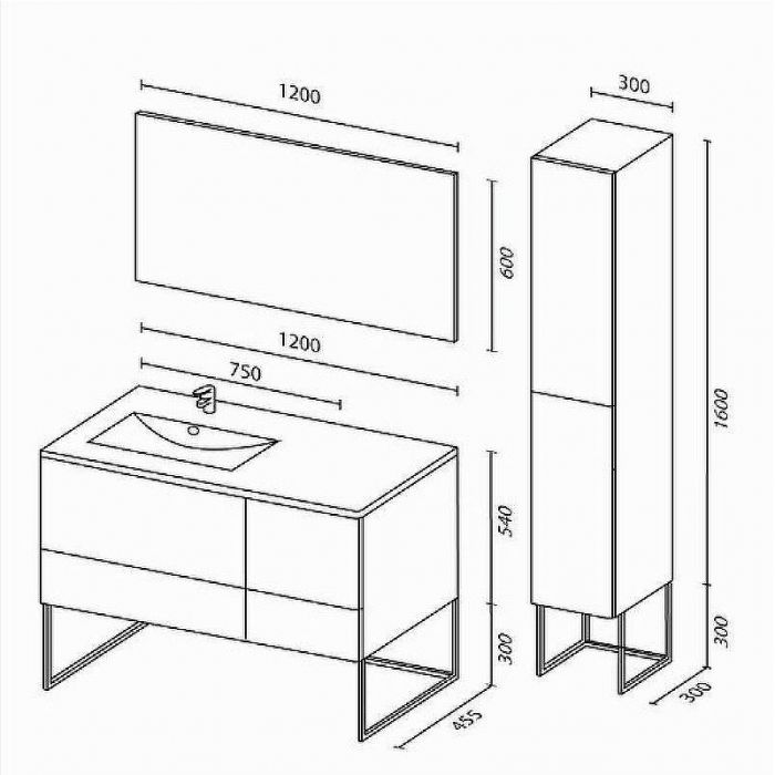 Тумба c раковиной SanVit Лира 120 L klira2120L в цвете Ral подвесная Белая глянцевая