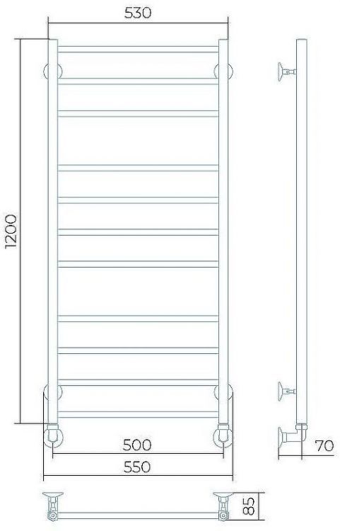 Водяной полотенцесушитель Larusso Джаз Премиум П11 500x1200 4670078535603 Хром
