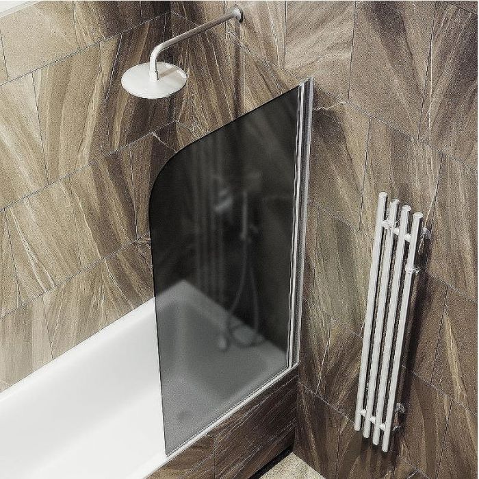 Шторка на ванну Maybah Glass MGV-609-5 500x1400 поворотная на монопетле Хром матовый стекло графитовое матовое