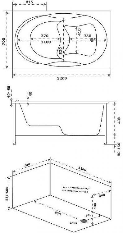 Акриловая ванна Bas Рио 120x70 без гидромассажа Акриловая ванна Bas Рио 120x70 без гидромассажа