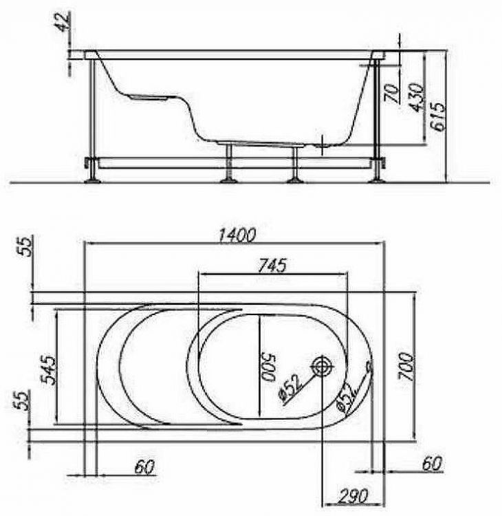 Акриловая ванна Kolpa San Tamia S 140x70 562990 без гидромассажа