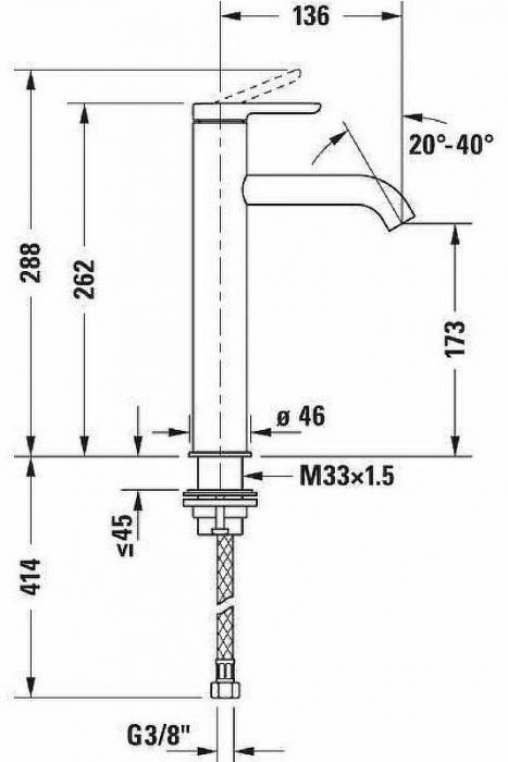 Смеситель для раковины Duravit C.1 C11030002010 Хром