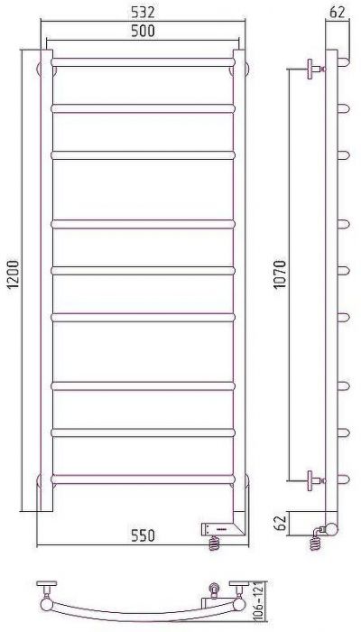 Электрический полотенцесушитель Сунержа Галант 2.0 1200x500 R 00-5201-1250 Хром
