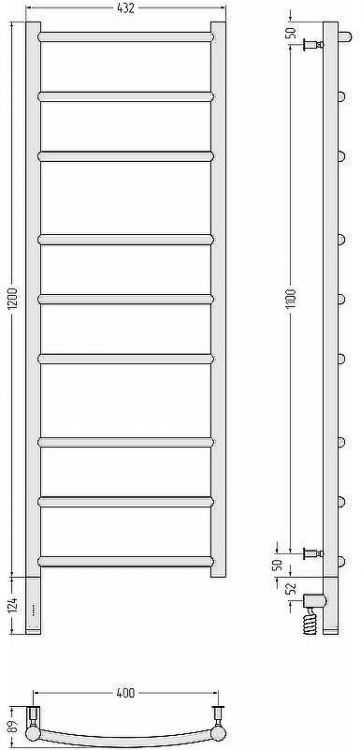 Электрический полотенцесушитель Сунержа Галант 3.0 1200x400 L 00-5800-1240 Хром