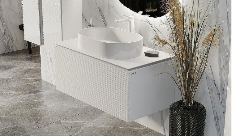 Тумба под раковину Jorno Stone 100 Stn.01.100/P/W/JR подвесная Белая