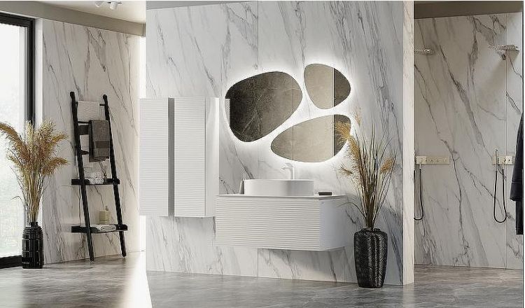 Тумба под раковину Jorno Stone 100 Stn.01.100/P/W/JR подвесная Белая